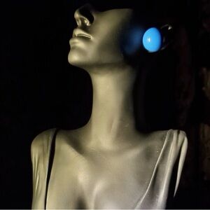 Sapphire Blue Ball-Shaped Large Silver Stud Earrings